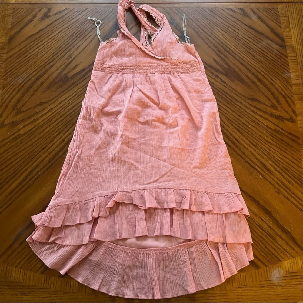 Pink Sleeveless Ruffle Dress